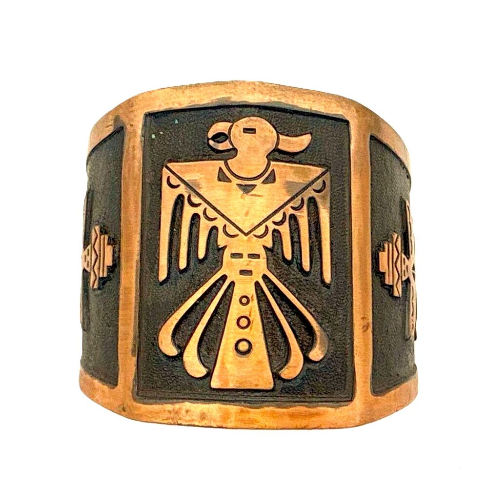 Vintage Thunderbird Cuff Bracelet Solid Copper Southwestern motif Bell Trading